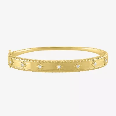 Diamond Addiction (G-H / I1-I2) North Star Womens 1/10 CT. T.W. Lab Grown White Diamond 14K Gold Over Silver Sterling Silver Star Bangle Bracelet