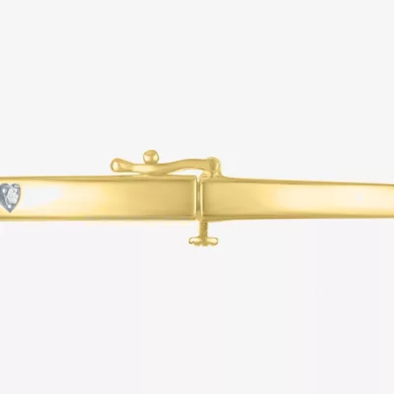 Diamond Addiction Womens 1/10 CT. T.W. Natural White Diamond 14K Gold Over Silver Sterling Silver Heart Bangle Bracelet