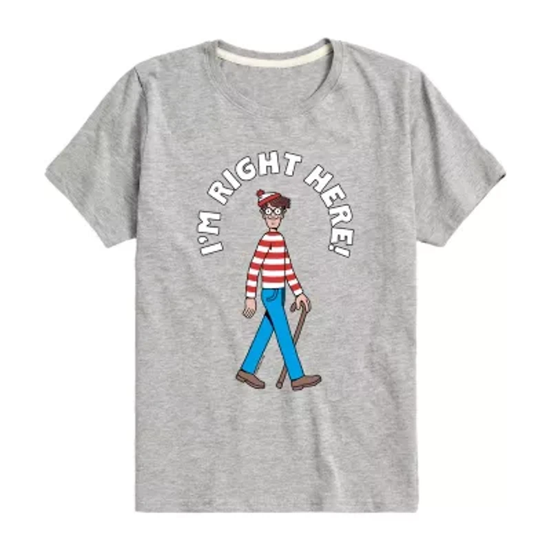 Waldo Little & Big Kid Boys Crew Neck Short Sleeve Regular Fit Graphic T-Shirt