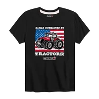 Americana Tractor Little & Big Kid Boys Crew Neck Short Sleeve Flag Regular Fit Graphic T-Shirt