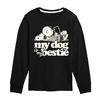 Little & Big Kid Boys Crew Neck Long Sleeve Regular Fit Peanuts Graphic T-Shirt