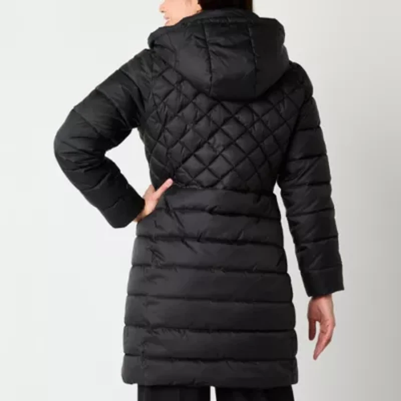 Liz Claiborne Womens Hooded Midweight Puffer Jacket