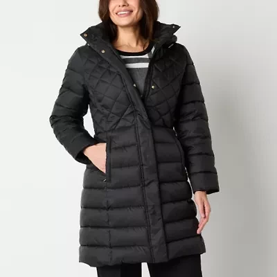 Liz Claiborne Womens Hooded Midweight Puffer Jacket