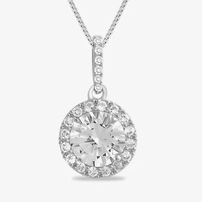 Womens Lab Created White Sapphire Sterling Silver 18 Inch Pendant Necklace
