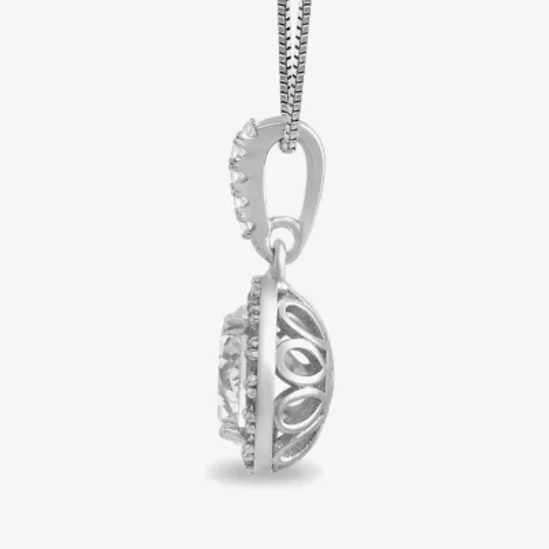 Womens Lab Created White Sapphire Sterling Silver 18 Inch Pendant Necklace