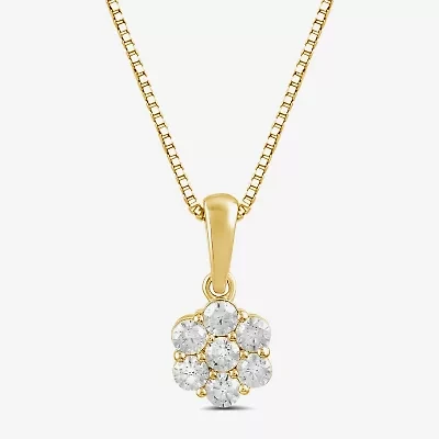 Diamond Blossom Womens 1/4 CT. T.W. Lab Grown White Diamond 10K White Gold Flower 18 Inch Pendant Necklace