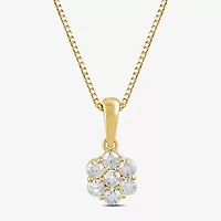 Diamond Blossom Womens 1/4 CT. T.W. Lab Grown White Diamond 10K White Gold Flower 18 Inch Pendant Necklace