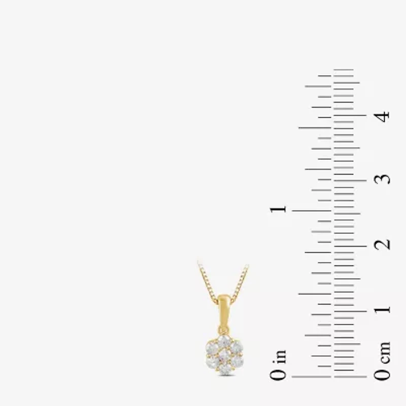 Diamond Blossom Womens 1/4 CT. T.W. Lab Grown White Diamond 10K White Gold Flower 18 Inch Pendant Necklace
