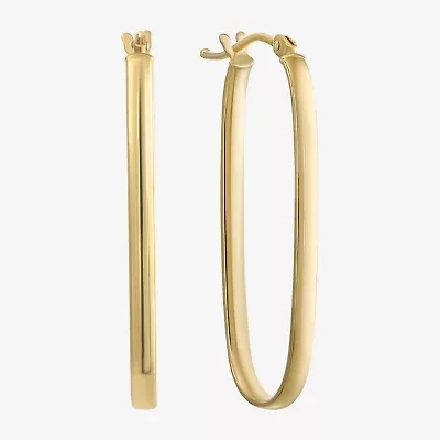 Womens 10K Gold 29mm Oval Hoop Earrings