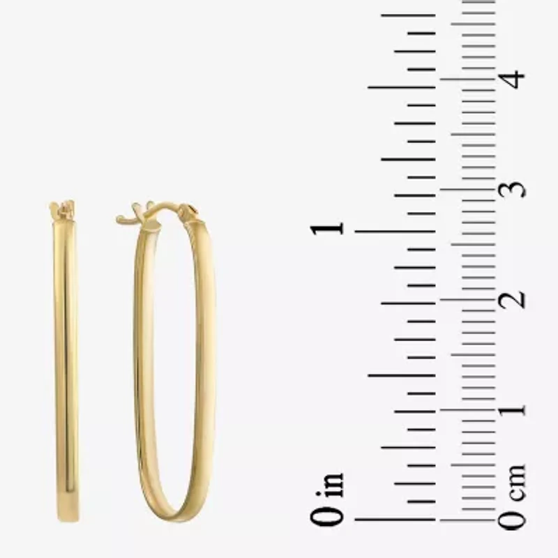 Womens 10K Gold 29mm Oval Hoop Earrings