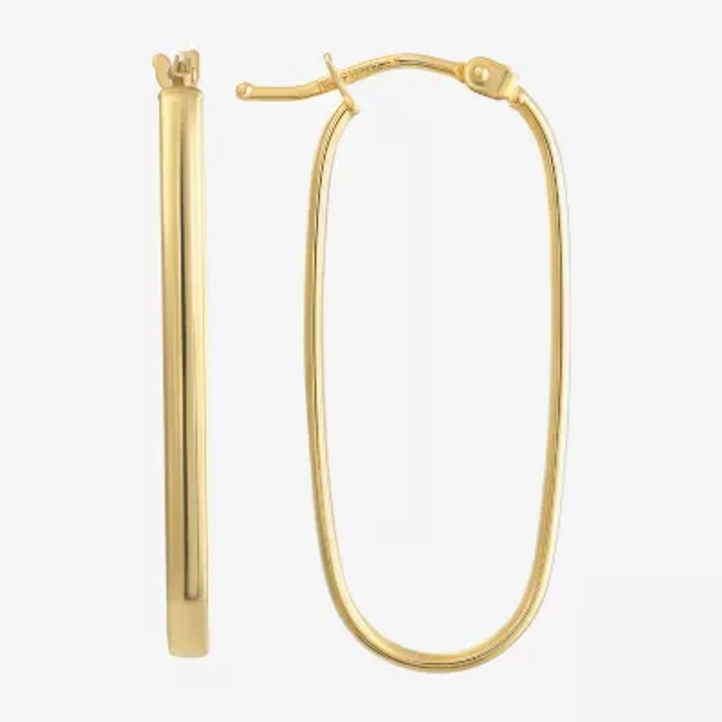 Womens 10K Gold 29mm Oval Hoop Earrings