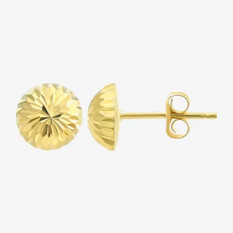 14K Gold 13mm Round Stud Earrings