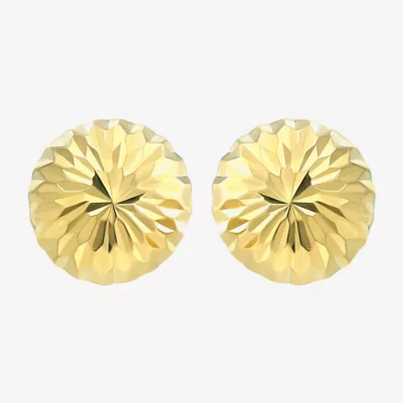 14K Gold 13mm Round Stud Earrings