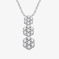 Diamond Blossom Womens 1/4 CT. T.W. Lab Grown White Diamond Sterling Silver Flower 18 Inch Pendant Necklace