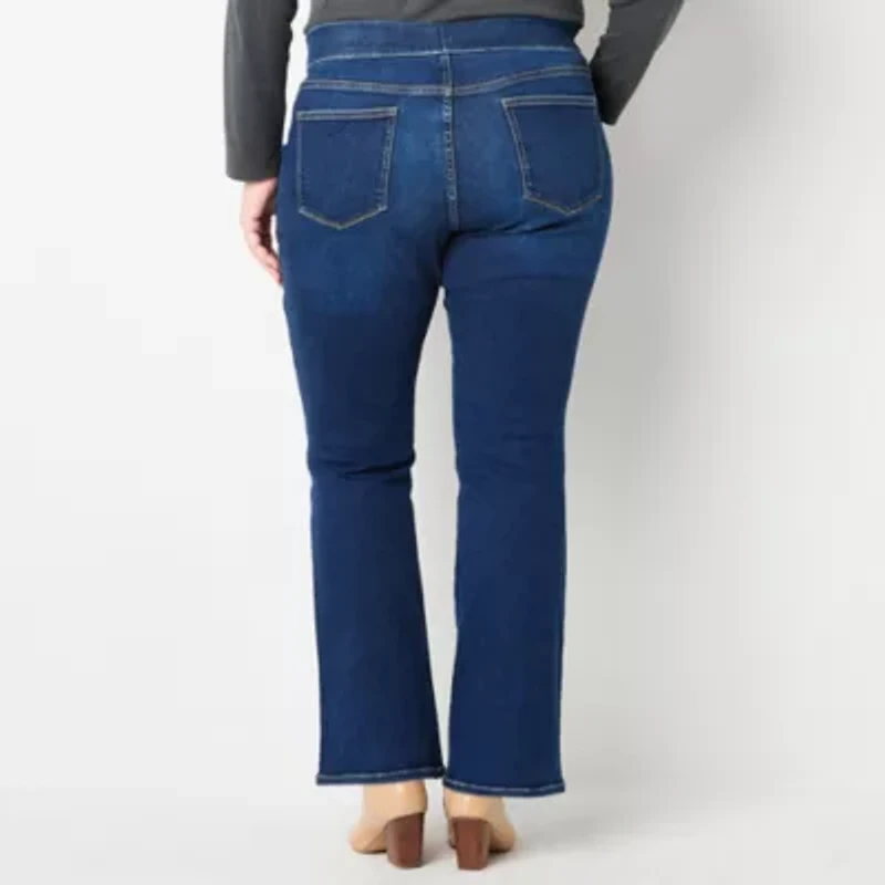 St. John's Bay Pull On Womens Plus High Rise Bootcut Jean