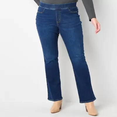 St. John's Bay Pull On Womens Plus High Rise Bootcut Jean