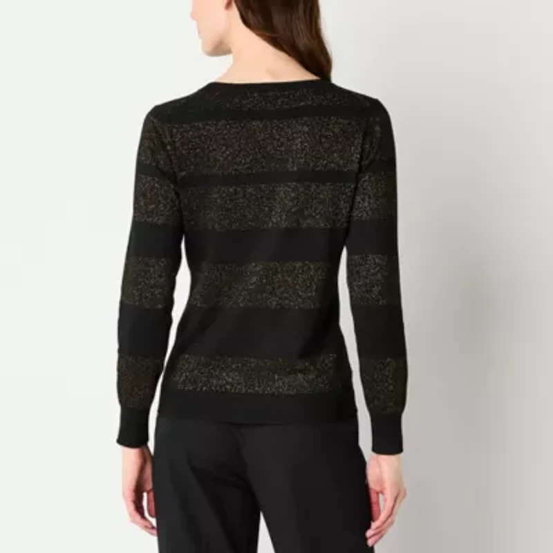 Worthington Womens Crew Neck Long Sleeve Pullover Sweater