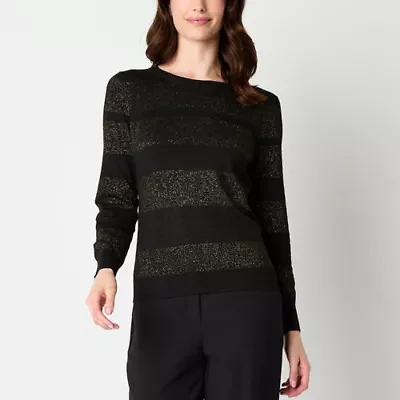 Worthington Womens Crew Neck Long Sleeve Pullover Sweater