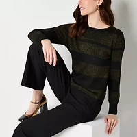Worthington Womens Crew Neck Long Sleeve Pullover Sweater