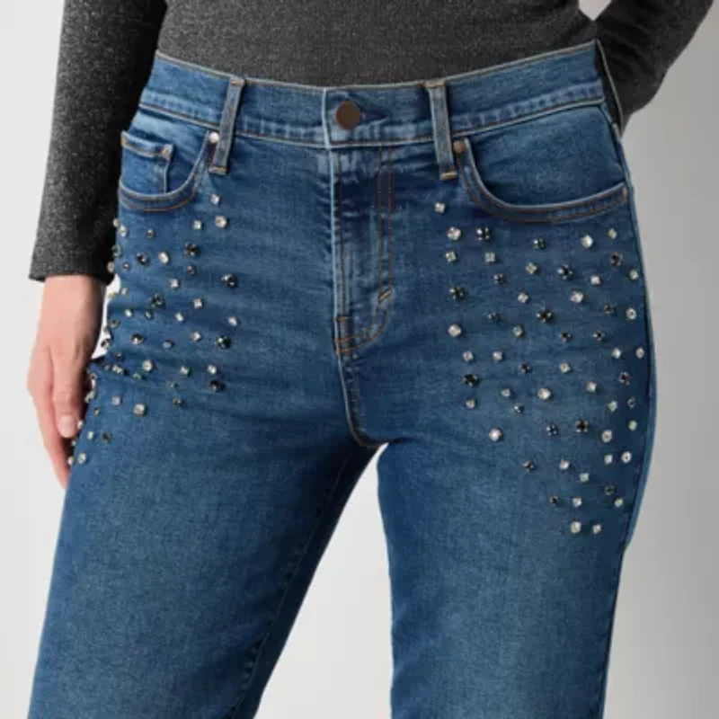 a.n.a Embellished Stretch Fabric Womens High Rise Slim Fit Jean