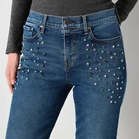 a.n.a Embellished Stretch Fabric Womens High Rise Slim Fit Jean