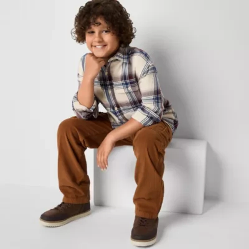 Thereabouts Little & Big Kid Boys Long Sleeve Regular Fit Flannel Shirt
