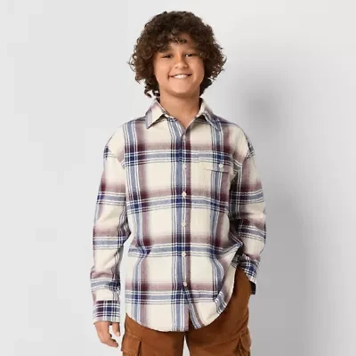 Thereabouts Little & Big Kid Boys Long Sleeve Regular Fit Flannel Shirt