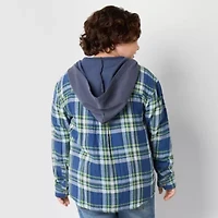 Thereabouts Little & Big Kid Boys Hooded Long Sleeve Hooded Regular Fit Flannel Shirt