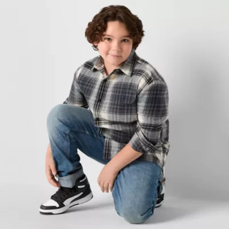 Thereabouts Little & Big Kid Boys Long Sleeve Regular Fit Flannel Shirt