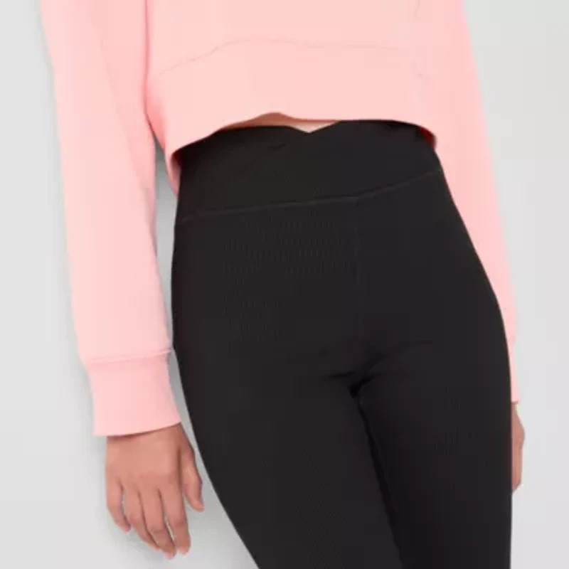 Xersion Ribbed Little & Big Kid Girls Quick Dry High Rise 26 1/2" Active Flare Full Length Leggings