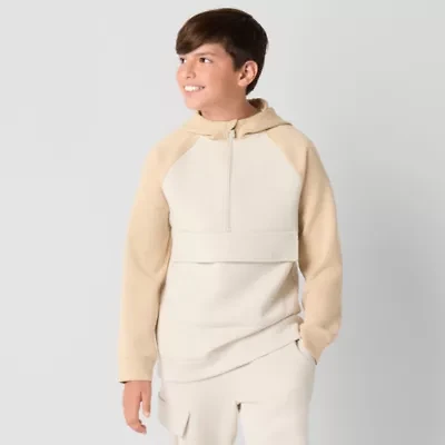 Xersion Double-Knit Little & Big Kid Boys Hooded Long Sleeve Active Quarter-Zip Pullover