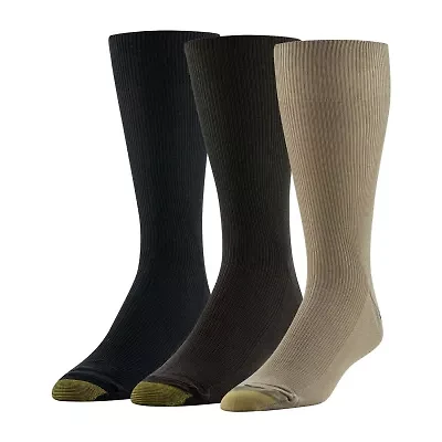Gold Toe Cotton Metropolitan Dress Mens 3 Pair Crew Socks