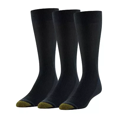 Gold Toe Cotton Metropolitan Dress Mens 3 Pair Crew Socks
