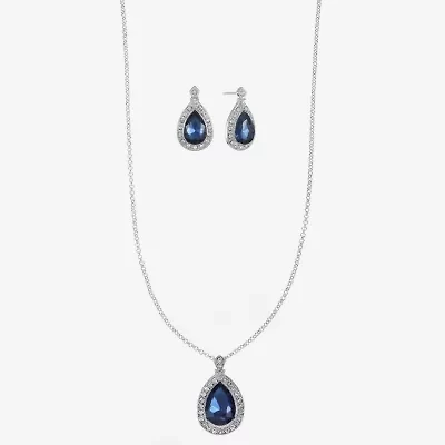 Monet Jewelry Pendant Necklace And Drop Earring Womens Blue 2-pc. Jewelry Set