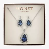 Monet Jewelry Pendant Necklace And Drop Earring Womens Blue 2-pc. Jewelry Set