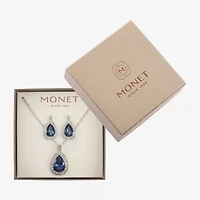 Monet Jewelry Pendant Necklace And Drop Earring Womens Blue 2-pc. Jewelry Set