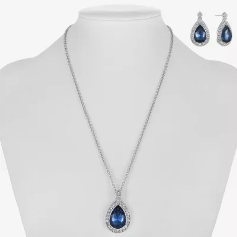 Monet Jewelry Pendant Necklace And Drop Earring Womens Blue 2-pc. Jewelry Set