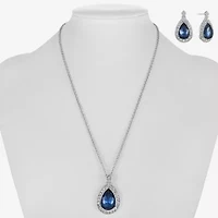 Monet Jewelry Pendant Necklace And Drop Earring Womens Blue 2-pc. Jewelry Set