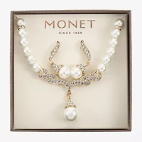 Monet Jewelry Y Necklace And Drop Earring Womens Simulated Pearl Hypoallergenic 2-pc. Jewelry Set