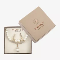 Monet Jewelry Y Necklace And Drop Earring Womens Simulated Pearl Hypoallergenic 2-pc. Jewelry Set