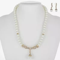 Monet Jewelry Y Necklace And Drop Earring Womens Simulated Pearl Hypoallergenic 2-pc. Jewelry Set