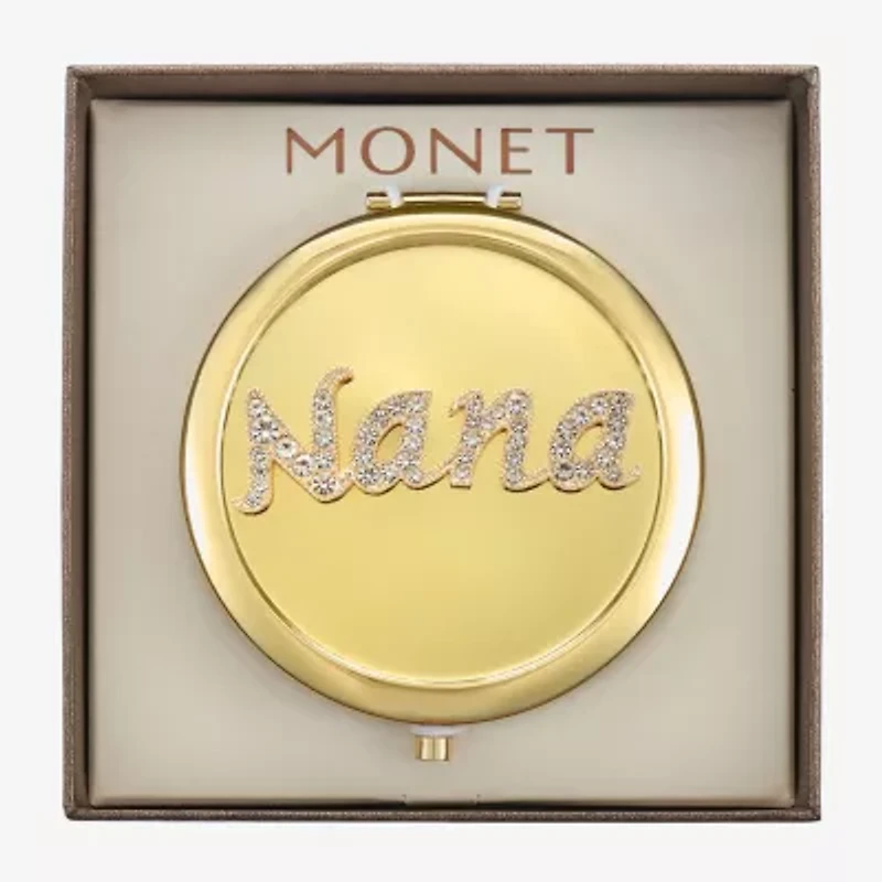 Monet Jewelry Gold Tone Nana Gold Tone Mirrored Compact Mirror