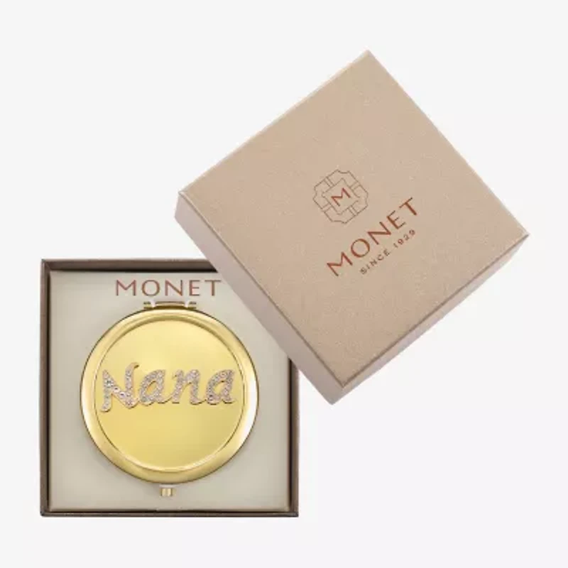Monet Jewelry Gold Tone Nana Gold Tone Mirrored Compact Mirror