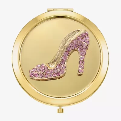 Monet Jewelry Gold Tone Pink Heel Gold Tone Compact Mirror
