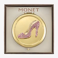 Monet Jewelry Gold Tone Pink Heel Gold Tone Compact Mirror