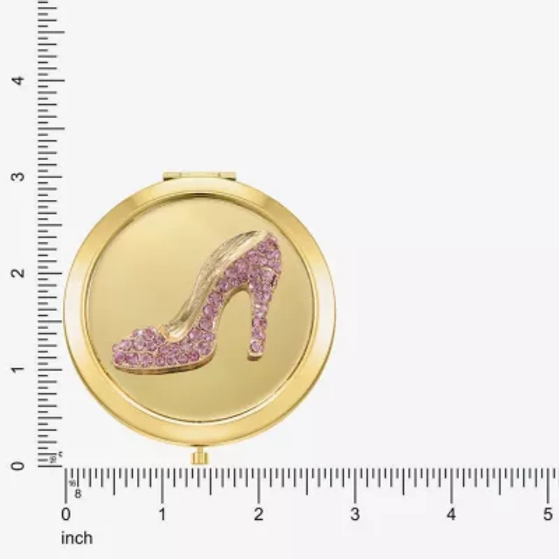 Monet Jewelry Gold Tone Pink Heel Gold Tone Compact Mirror