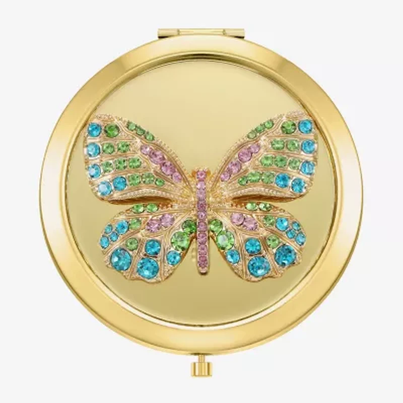 Monet Jewelry Gold Tone Butterfly Compact Mirror