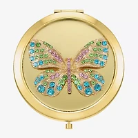 Monet Jewelry Gold Tone Butterfly Compact Mirror