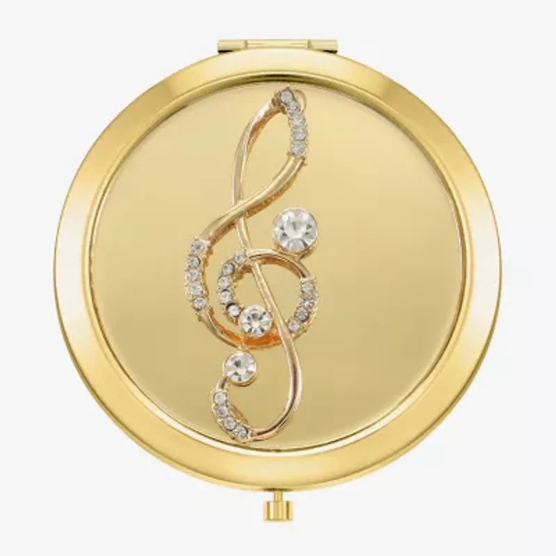 Monet Jewelry Music Note Gold Tone Compact Mirror