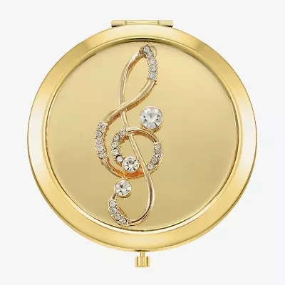 Monet Jewelry Music Note Gold Tone Compact Mirror